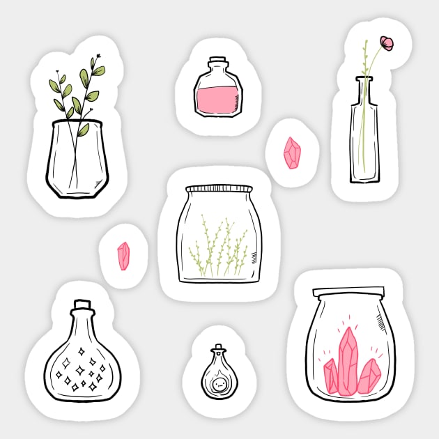 Cute Jar illustrations with crystals Sticker by Mayarart